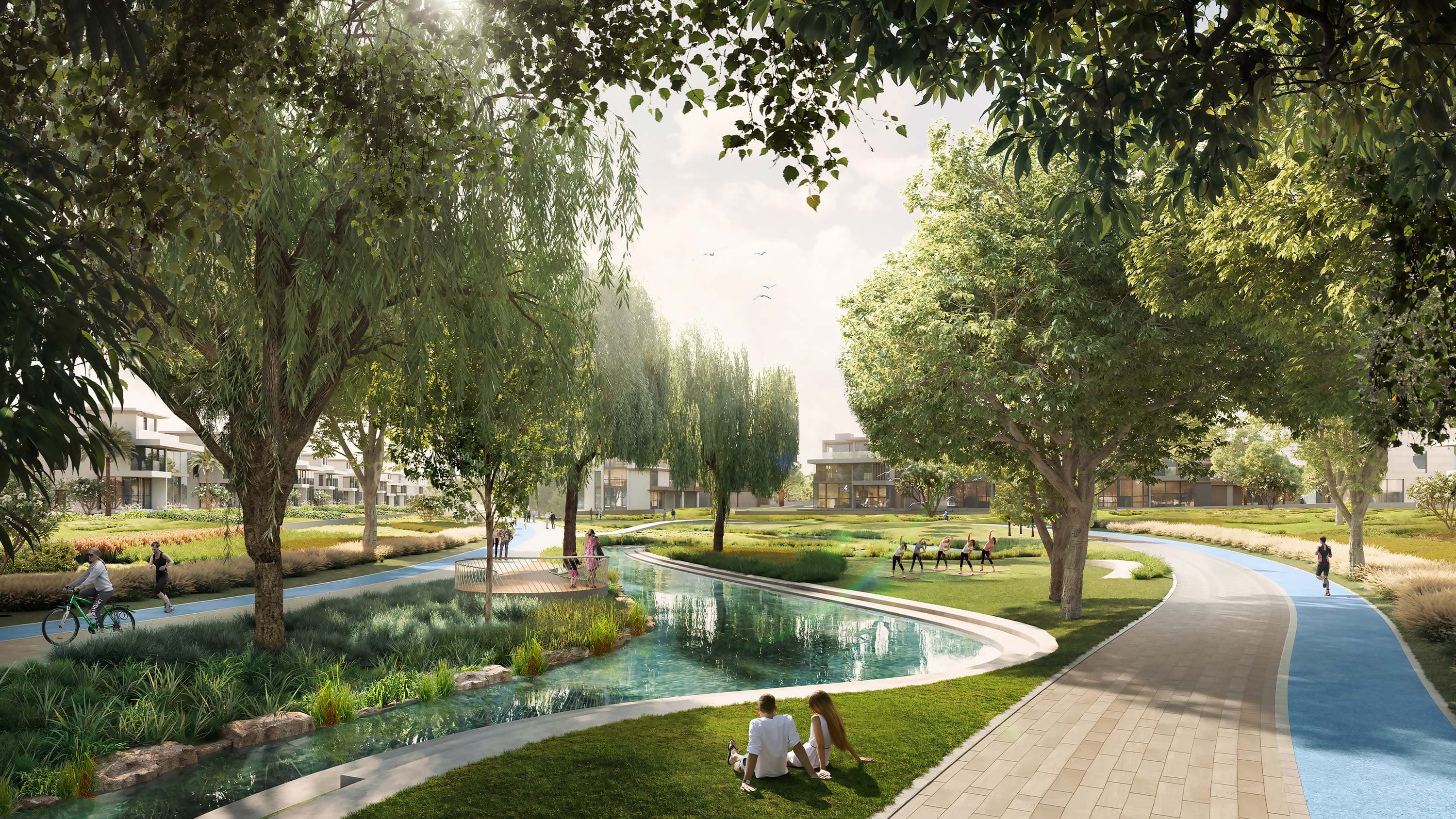 Yoga lawn and wellness spaces within DAMAC Islands master community